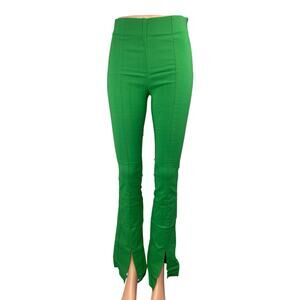 Dilvin Women's Green Split Hem Zip Bootcut High Rise Flare Trousers Pants Size 8